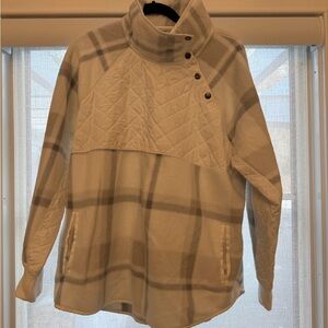 Abercrombie & Fitch Plaid Cowl Neck Sweater in Cream and Gray